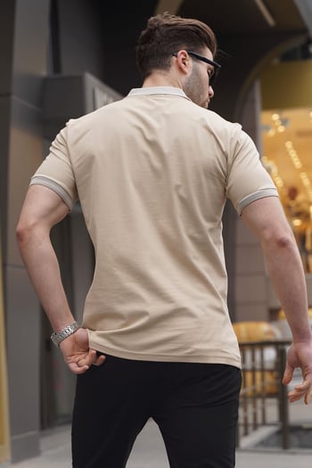 Bej Regular Fit Erkek Polo Yaka Tişört 6105