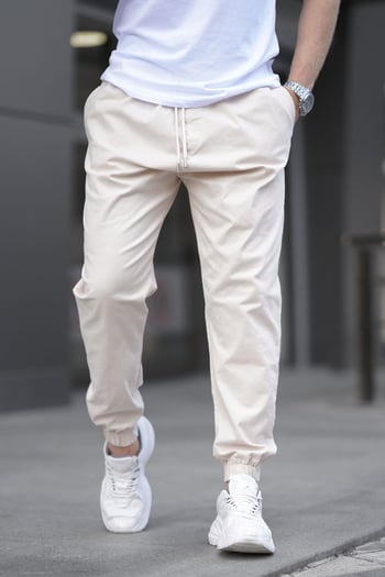 Bej Relaxed Jogger Pantolon 6853