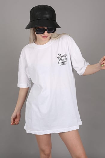 White Printed Oversize T-Shirt MG1513