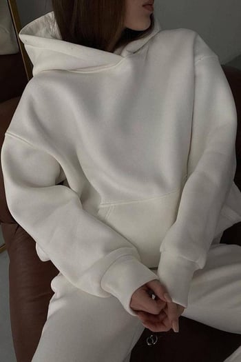Beyaz Kapüşonlu Şardonlu Oversize Sweatshirt MG1566