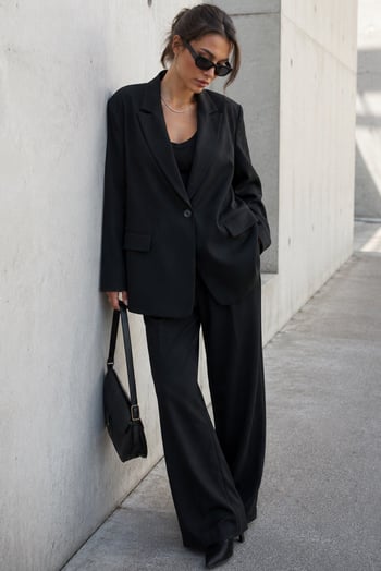 Siyah Oversize Blazer Kadın Ceket Mg2445
