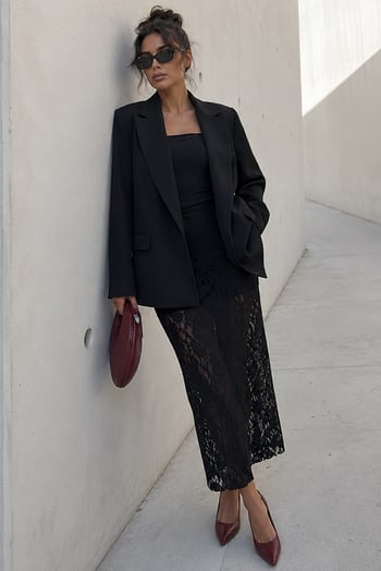 Siyah Astarlı Kadın Blazer Ceket Mg2508