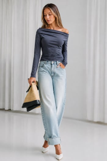 Füme Kadın Off Shoulder Uzun Kollu Bluz MG2567