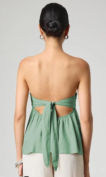 Madmext Mint Yeşili %100 Pamuklu Straplez  Bluz Mg2354