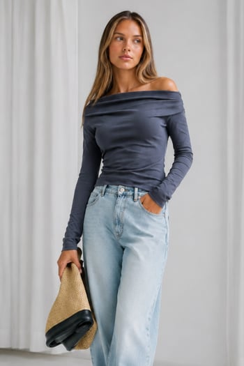 Füme Kadın Off Shoulder Uzun Kollu Bluz MG2567