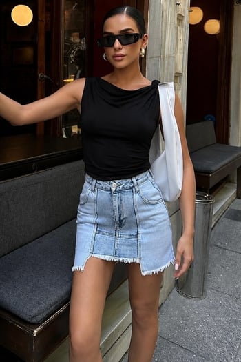 Siyah Omzu Büzgülü Kadın Şık Bluz MG2688
