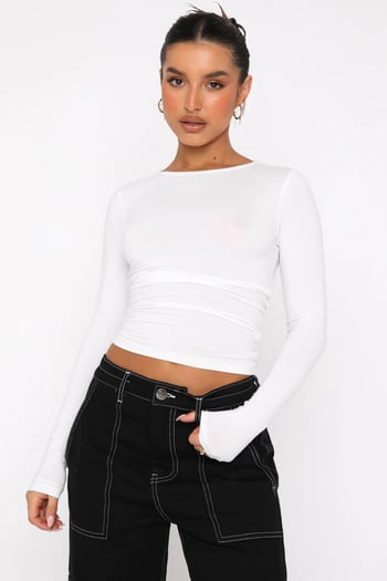 Beyaz Basic Slim Kadın Body MG1994
