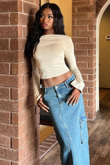 Bej Kayık Yaka Kadın Bodysuit MG2015
