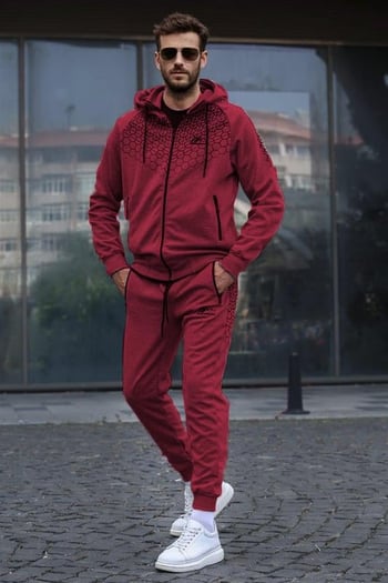 Maroon Printed Hoodie Tracksuit 5906