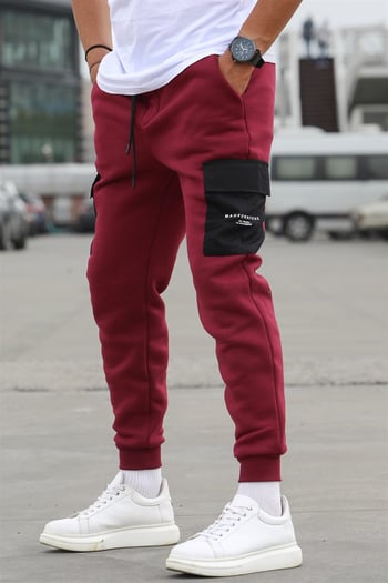 Bordo Cep Detaylı Eşofman Altı 5475