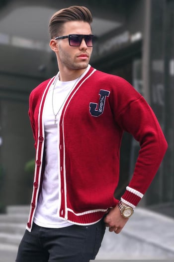 Bordo Erkek Triko Hırka 6314