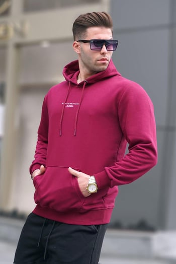 Maroon Printed Hoodie Sweatshirt 6017