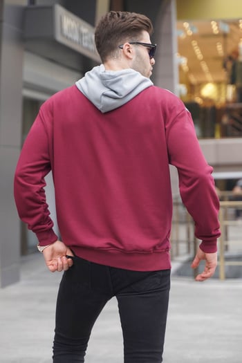 Maroon Designed Hoodie Sweatshirt 6022