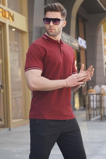 Bordo Polo Yaka Erkek Tişört 6113