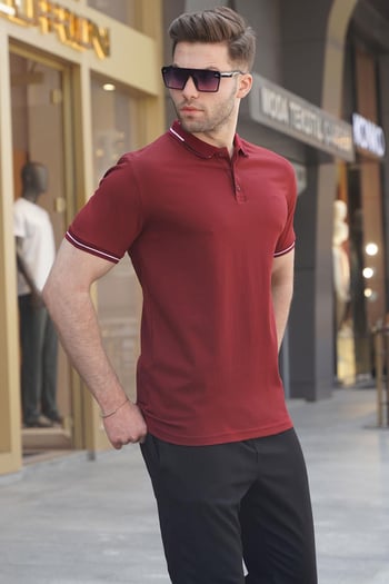 Bordo Polo Yaka Erkek Tişört 6113