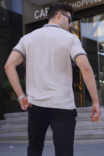 Boyalı Gri Basic Regular Fit Erkek Polo Yaka Tişört 6100