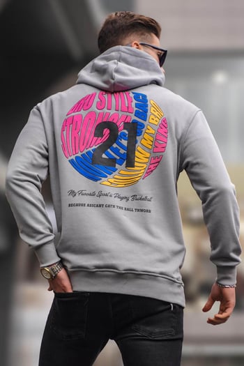Dye Gray Printed Hoodie Sweatshirt 6042