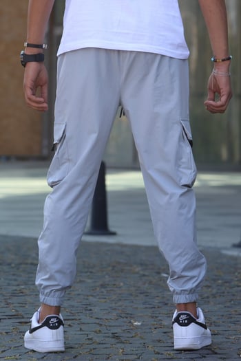 Boyalı Gri Kargo Cep Erkek Jogger Pantolon 5461