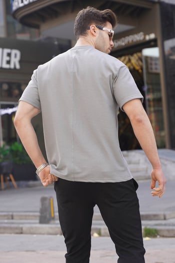 Boyalı Gri Regular Fit Basic Erkek Tişört 6099
