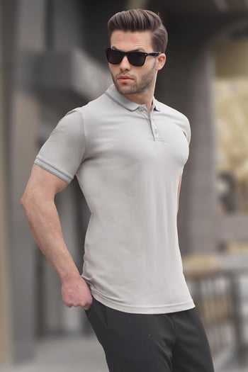 Boyalı Gri Regular Fit Erkek Polo Yaka Tişört 6105