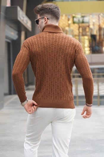 Camel Balıkçı Yaka Triko Kazak 5759