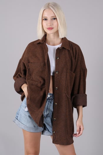 Camel Oversize Gömlek Ceket MG1562