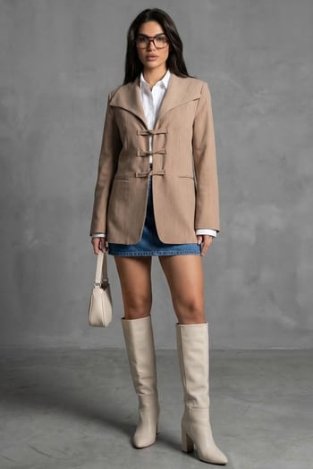 Vizon Bağlama Detaylı Blazer Kadın Ceket Mg2482