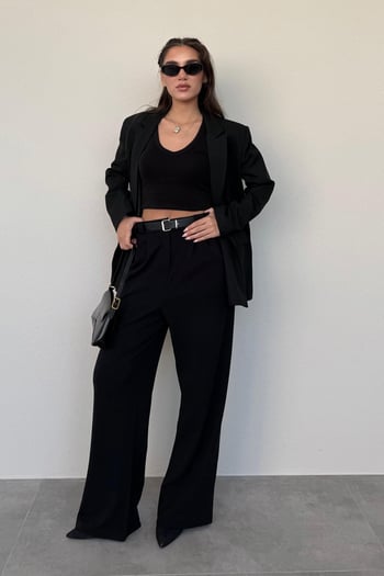 Siyah Oversize Blazer Kadın Ceket Mg2445