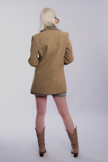 Haki Bağlama Detaylı Blazer Kadın Ceket Mg2482
