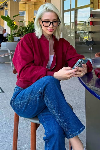 Bordo Astarlı Kadın Bomber Ceket MG2545