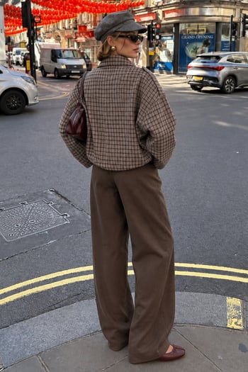Vizon Ekose Desenli Oversize Kadın Bomber Ceket MG2920