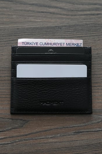 Siyah Bölmeli Hakiki Deri Erkek Kartlık 7253