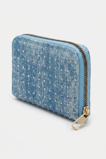 Açık Mavi Denim Taşlı Mini Cüzdan MG2847
