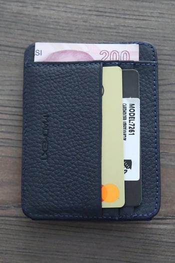 Lacivert Çıtçıt Kapamalı Suni Deri Erkek Kartlık 7261