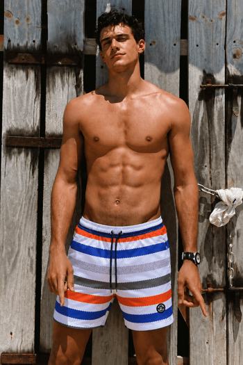 Madmext Men Striped Red Swim Shorts 2945