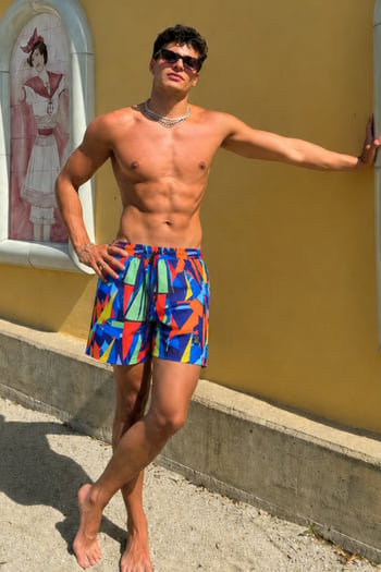 Madmext Men Navy Blue Swim Shorts 5073