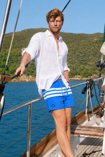 Mavi Çizgili Erkek Deniz Şortu 6363
