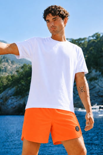 Madmext Men Neon Orange Swim Shorts 5087