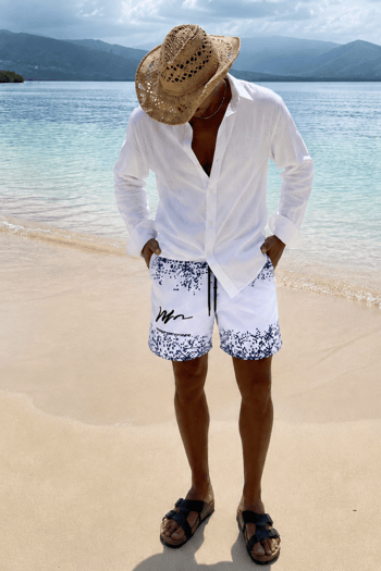 Navy Blue Printed Swim Shorts 5782