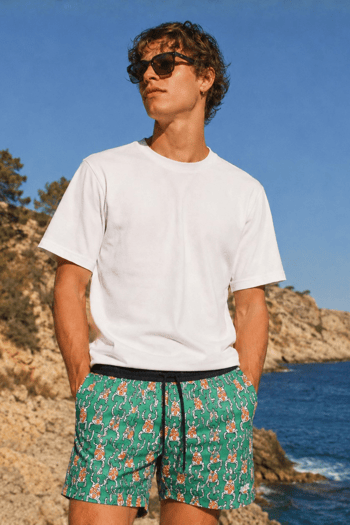 Madmext Green Printed Swim Wear Short 2372