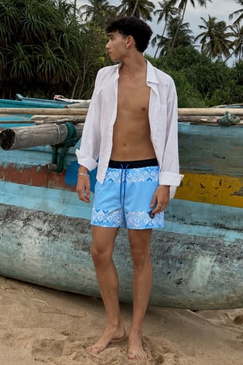 Blue Designed Swim Shorts 5788