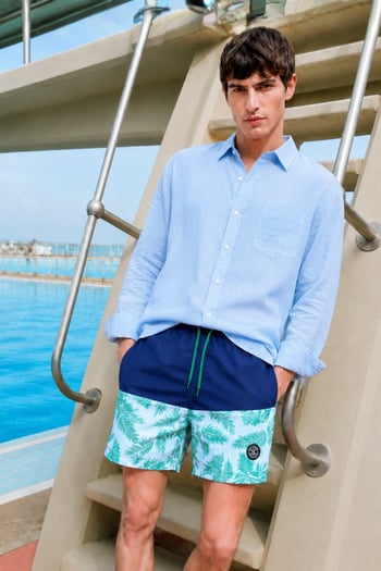 Madmext Green Printed Swim Wear Short 2949