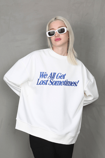 Ekru Baskılı Sweatshirt MG1901