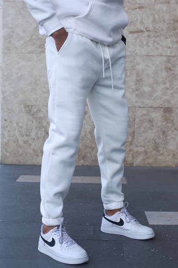 White Raised Basic Sweatpants 5482
