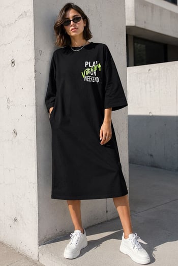 Mad Girls Siyah Tunik Elbise Mg1022