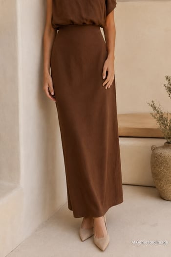 Madmext Kahverengi Düşük Omuz Elbise Mg2349