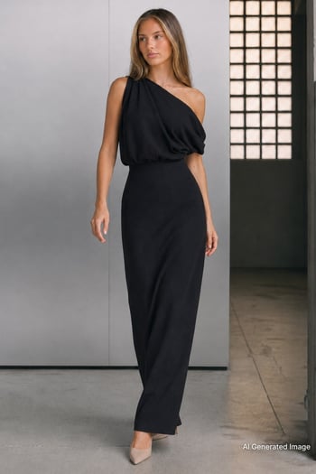 Madmext Siyah Düşük Omuz Elbise Mg2349