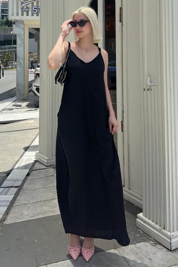Askılı Oversize Uzun Elbise MG2038