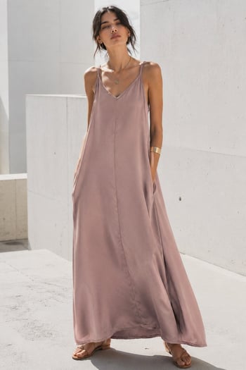 Vizon Askılı Oversize Uzun Elbise MG2038