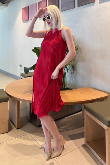 Madmext Kırmızı Halter Yaka Kadın Elbise Mg2351